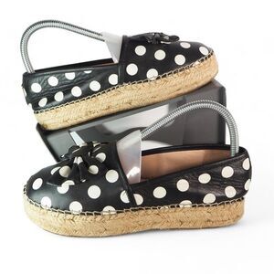 Kate Spade New York Linds Platform Espadrille Black / White Polka Dot Women's 7M